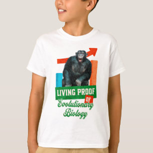 Grappige evolutionaire biologie chimpansee humor t-shirt