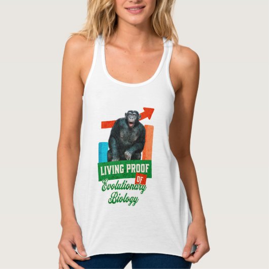 Grappige evolutionaire biologie chimpansee humor tanktop (Voorkant)