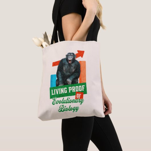 Grappige evolutionaire biologie chimpansee humor tote bag (Dichtbij)