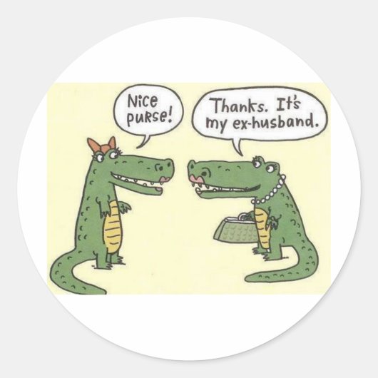 Grappige ex man alligator tas ronde sticker (Voorkant)