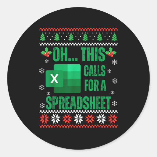 Grappige Excel Spreadsheets Kersttrui Liefhebber A Ronde Sticker (Voorkant)