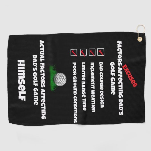 Grappige excuses klassiek zwart en wit golfhanddoek (Horizontaal)