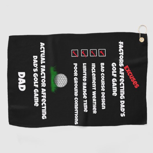 Grappige excuses klassiek zwart en wit golfhanddoek (Horizontaal)