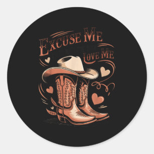 Grappige excuus lijkt op liefde grappige laarzen m ronde sticker
