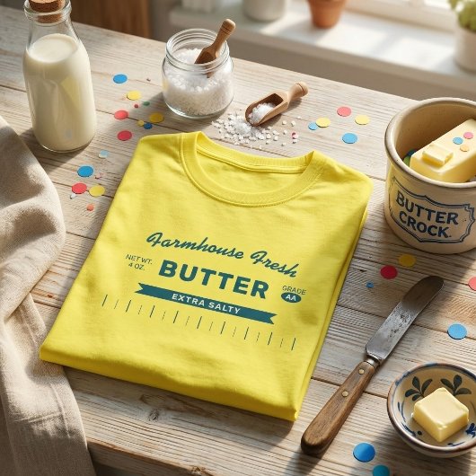 Grappige "Extra Zoute" Boter Stok Geel Aangepast T-shirt