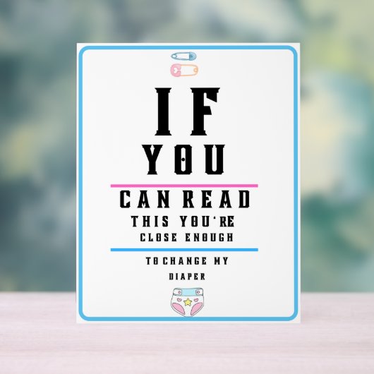 Grappige Eye Test Grafiek Verander mijn luier Acryl Bord (Neutraal)