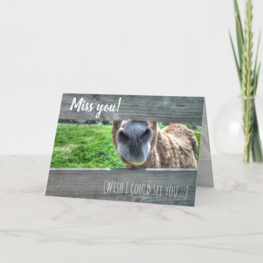 Grappige ezel "Ik mis je" Blank Bedankkaart (Voorkant)