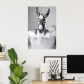 Grappige Ezel in Badkuip Print, Grappige Badkamer Poster (Thuiskantoor)