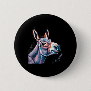 Grappige ezel kunst ezel hoofd glimlach gretig eze ronde button 5,7 cm