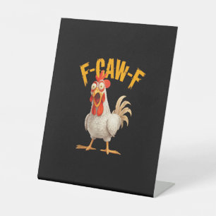 Grappige F-Awk-F Kip F-Caw-F Haan Stunt Retro Vi Reclamebord Met Voetstuk