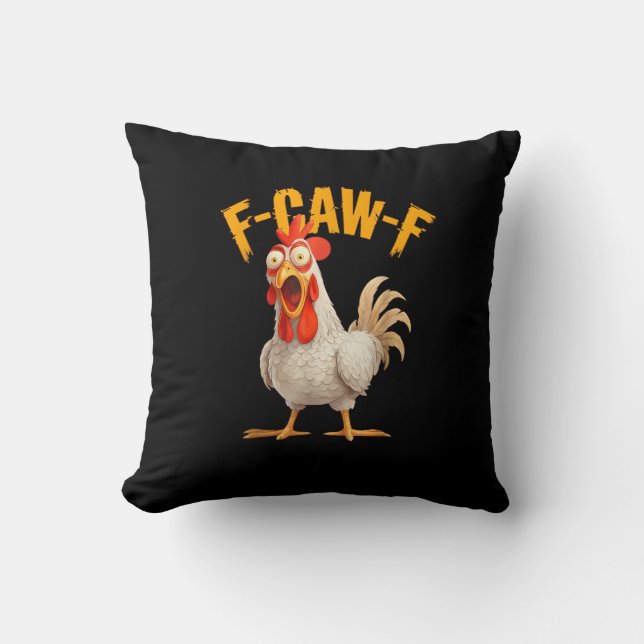 Grappige F-Awk-F Kip F-Caw-F Haan Woordgrap Retro  Kussen (Voorkant)