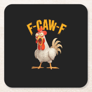 Grappige F-Awk-F Kip F-Caw-F Haan Woordspeling Ret Kartonnen Onderzetters