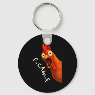 Grappige F-caw-f Chicken Face Rooster Halloween Bi Sleutelhanger