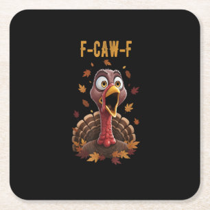 Grappige F-Caw-F Kalkoenvogel F-Caw-F Grafisch Kartonnen Onderzetters