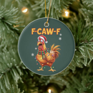 Grappige F Caw F Kip Kerst Krijtende Haan  Keramisch Ornament