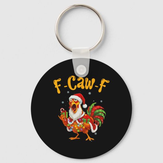 Grappige F-caw-f Kip Kerstmis Kerstman Hoed Fun Sleutelhanger (Voorkant)