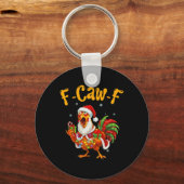 Grappige F-caw-f Kip Kerstmis Kerstman Hoed Fun Sleutelhanger (Voorkant)