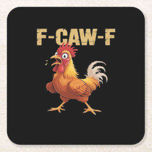 Grappige F-Caw-F Kip Retro Stijl Kartonnen Onderzetters