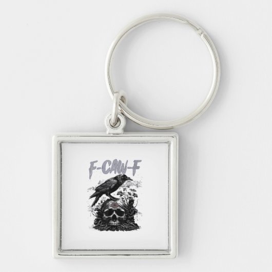 Grappige F-Caw-F Kraai Grappige Halloween Retro Kl Sleutelhanger (Voorkant)