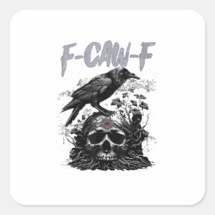 Grappige F-Caw-F Kraai Grappige Halloween Retro Kl Vierkante Sticker
