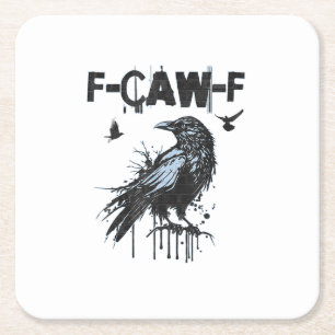 Grappige F-Caw-F Kraai Grunge Humor Grafisch Kartonnen Onderzetters