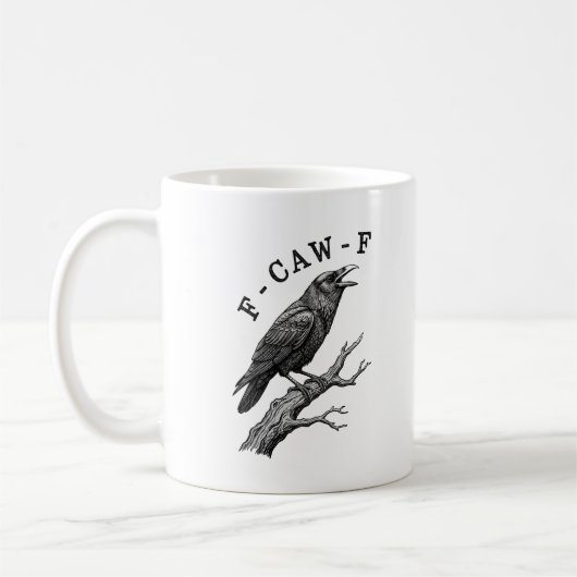 Grappige F-Caw-F Kraai Raaf Pun Koffiemok (Links)