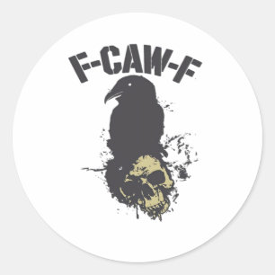 Grappige F-Caw-F Kraai Vintage Humor Essentiële Cr Ronde Sticker