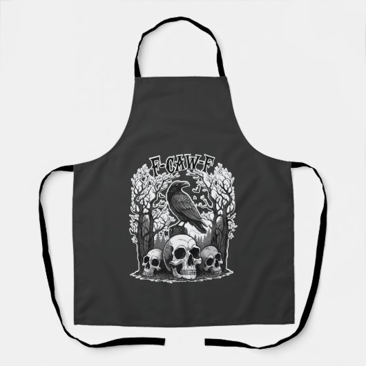 Grappige F Caw F Raven Halloween Schort (Voorkant)