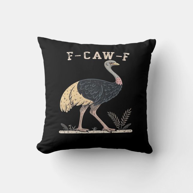 Grappige F-Caw-F Struisvogel F-Caw-F Haan Vogel Kr Kussen (Voorkant)