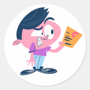 Grappige F-cijfer Examen Schok Student Retro Carto Ronde Sticker