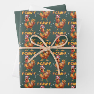 Grappige F Kaa F Kip Kerst Krijtende Haan  Inpakpapier Vel