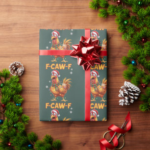 Grappige F Kauw F Kip Kerst Schreeuwende Haan  Cadeaupapier