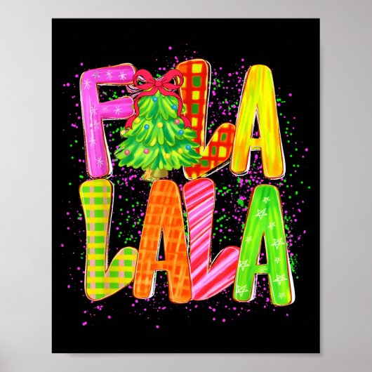 Grappige Fa La La Kokette Strik Geruite Kerst Tr Poster (Voorkant)