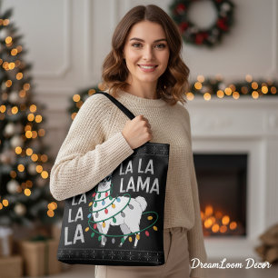 Grappige Fa La La Llama Kerstmis Zwarte Horrorswea Tote Bag