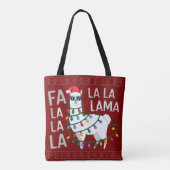 Grappige Fa La La Llama Kerstverlichting Horrorswe Tote Bag (Achterkant)