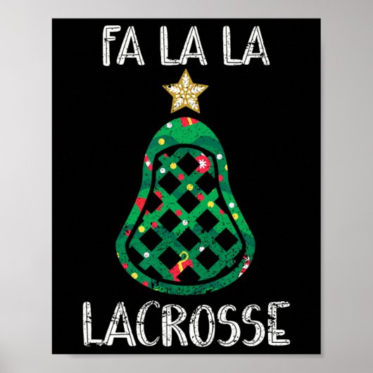 Grappige Fa La Lacrosse Speler Lax Christmas Poster (Voorkant)
