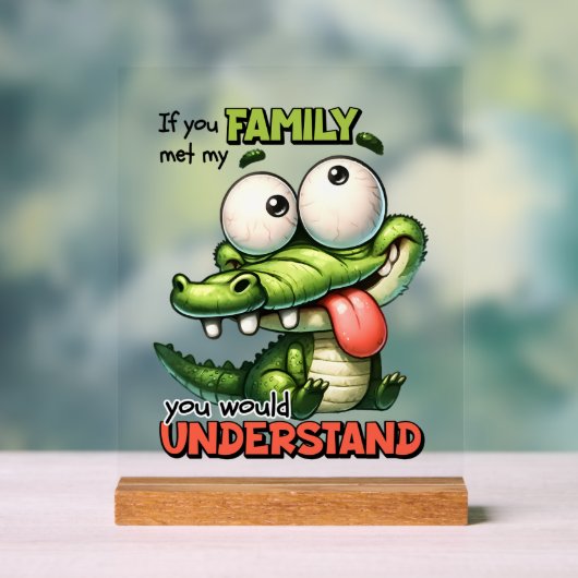 Grappige Familie alligator woord art Acryl Bord (Neutraal)