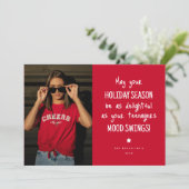 Grappige familie foto rode kerst feestdagenkaart (Staand voorkant)