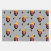 Grappige familie gezichten en harten over stoffige inpakpapier vel (Voorkant 3)