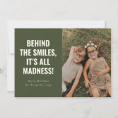 Grappige familie kerst Kaarten | Minimaal olijfgro (Voorkant)