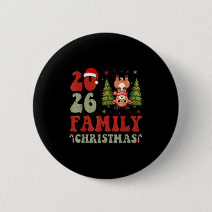 Grappige Familie Kerstmis 2026 Rendier Xmas Matchi Ronde Button 5,7 Cm