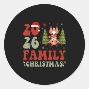 Grappige Familie Kerstmis 2026 Rendier Xmas Matchi Ronde Sticker