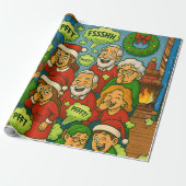 Grappige Familie Kerstmis met Scheten Cadeaupapier (Uitgerold)