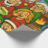 Grappige Familie Kerstmis met Scheten Cadeaupapier (Hoek)
