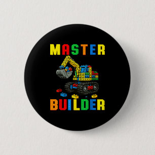 Grappige Familie Meester Bouwer Bouwstenen Blokken Ronde Button 5,7 Cm