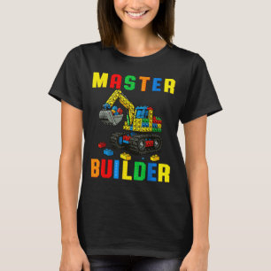 Grappige Familie Meester Bouwer Bouwstenen Blokken T-shirt