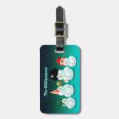 Grappige Familie Van Sneeuwmannen Bagagelabel (Voorkant verticaal)