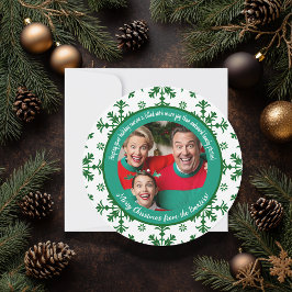 Grappige familiefoto gevuld met Joy Green & White Feestdagenkaart