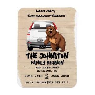 Grappige familiereünieuitnodiging met Beer Magnet Magneet