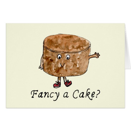 Grappige Fancy a Cake Spreuk Chocolade Humor Citat (Voorkant Horizontaal)